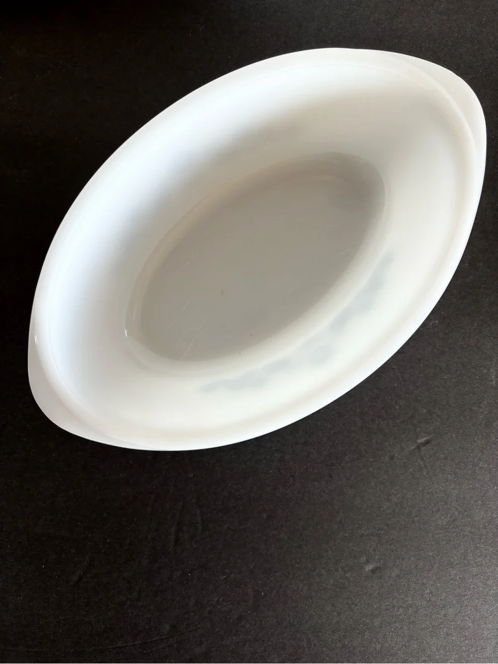 Vintage Glassbake Milk Glass Maid of Honor Blue Floral Bowl and Casserole Dish